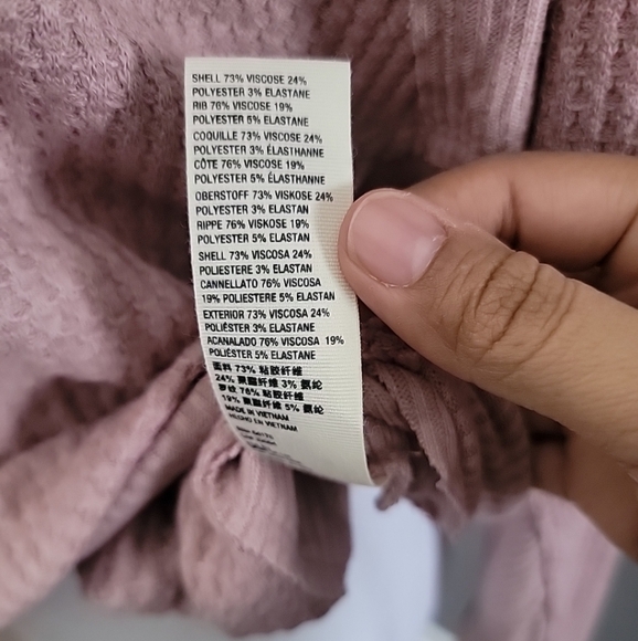 Free People Womens Mauve Santa Clara Thermal V-neck Top Sz M Oversized Casual - Picture 6 of 7